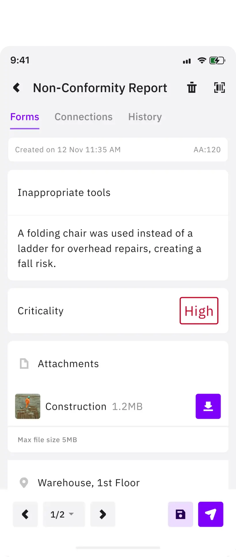 Audits & Inspections in the Tekmon app